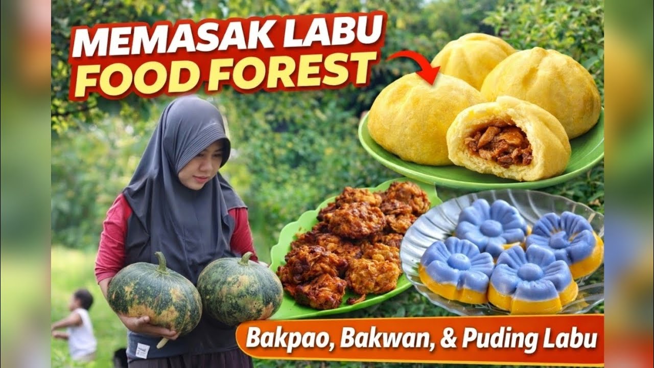 Panen dan memasak labu di food forest | Bakwan, Bakpao, dan Puding Labu.