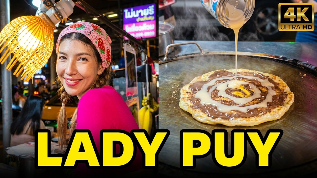 PUY Lady in Bangkok! CHOCOLATE BANANA ROTI! 🍫🥞 (Sala Daeng BTS) | Best Thai Street Food 2024!