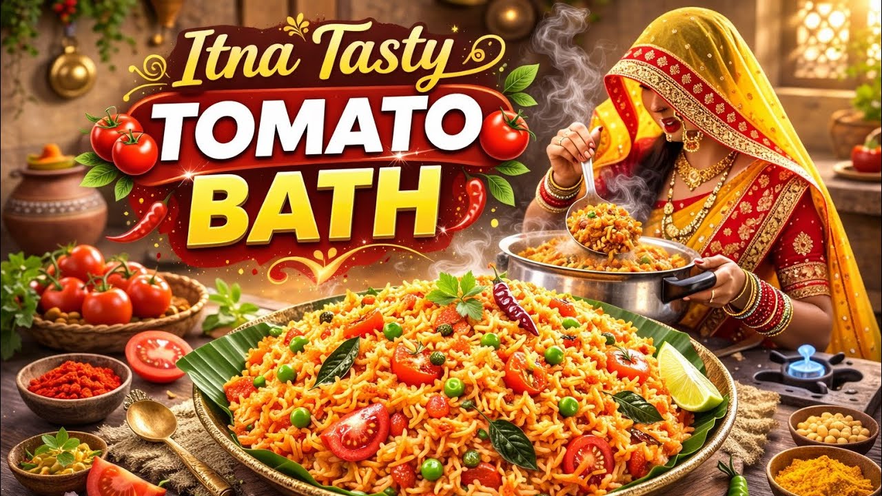  Tomato Bath Recipe  🍅🍚 marwadi me| Khila-Khila or Masaledar Hotel Jaisa Tomato Bath Ghar Par 