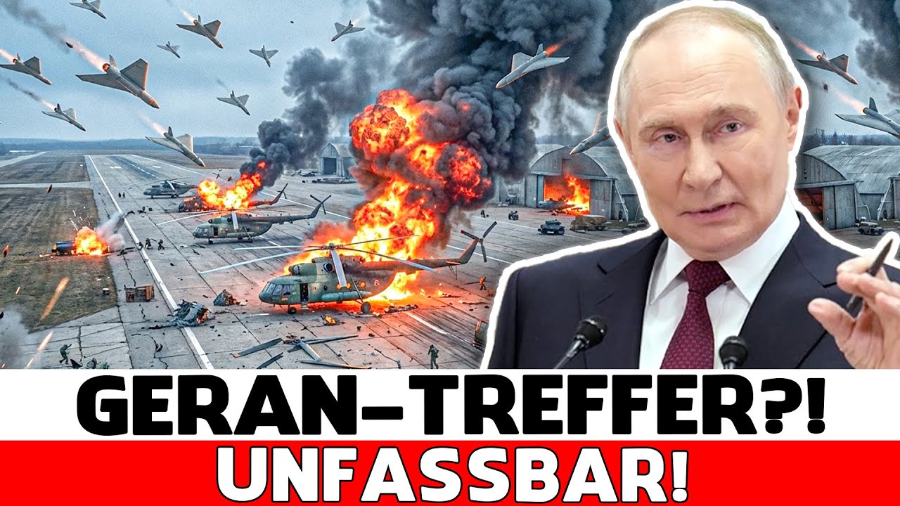 Ansehen! Russlands Geran-Drohne trifft Hubschrauber auf rückwärtigem Flugfeld in der Ukraine