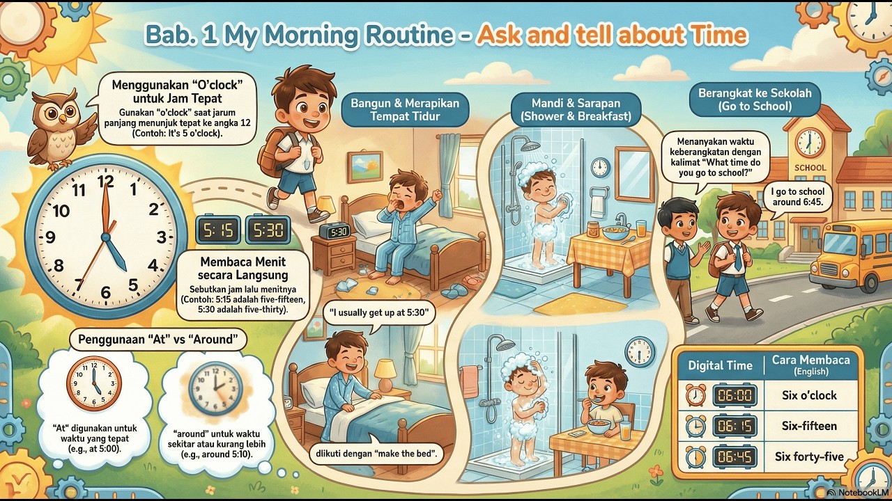 My Morning Routine : Ask and tell about Time | Materi B. Inggris