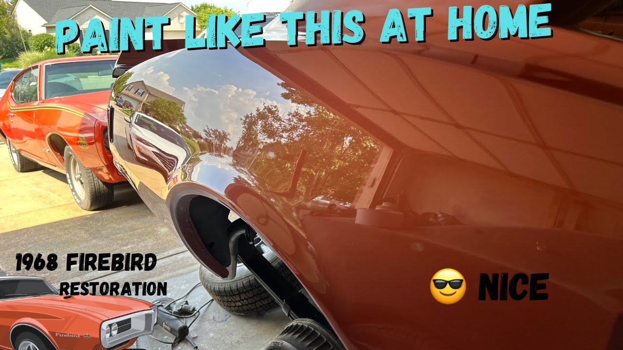 Cutting and buffing new paint to remove blemishes, 1968 Pontiac Firebird