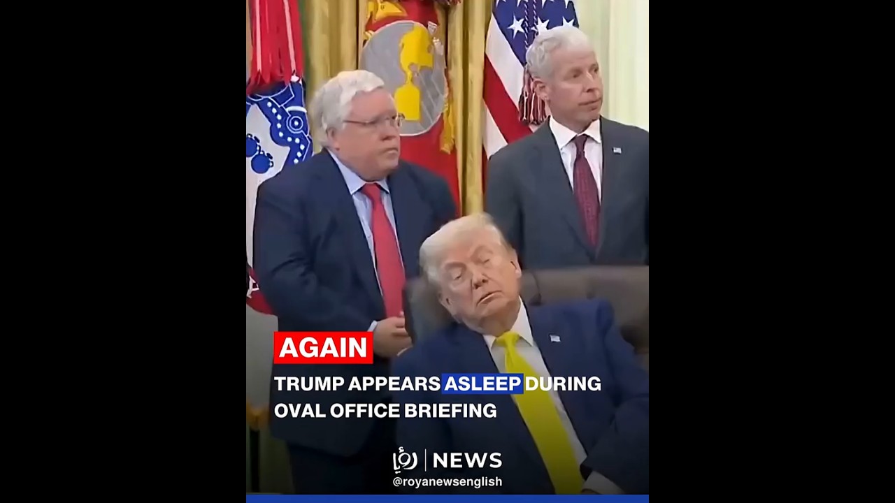 Trump appears asleep during Oval Office briefing