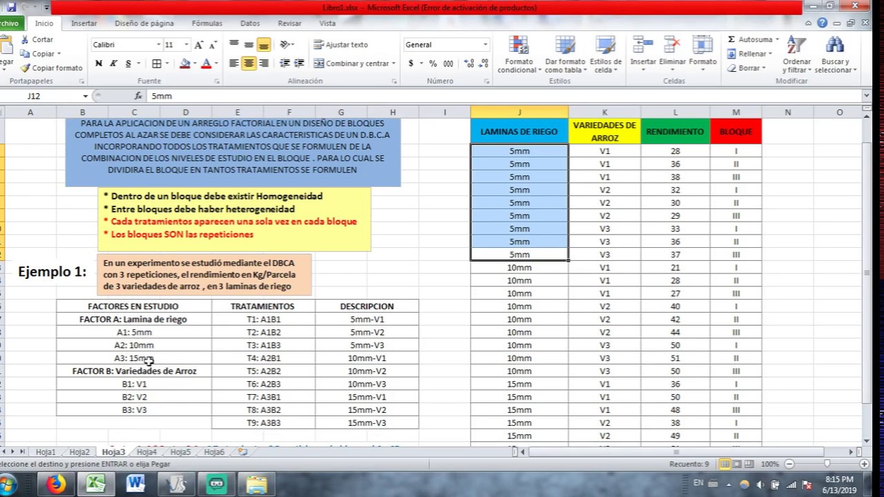 Diseño de Bloques Completos al Azar (DBCA) con Arreglo Factorial