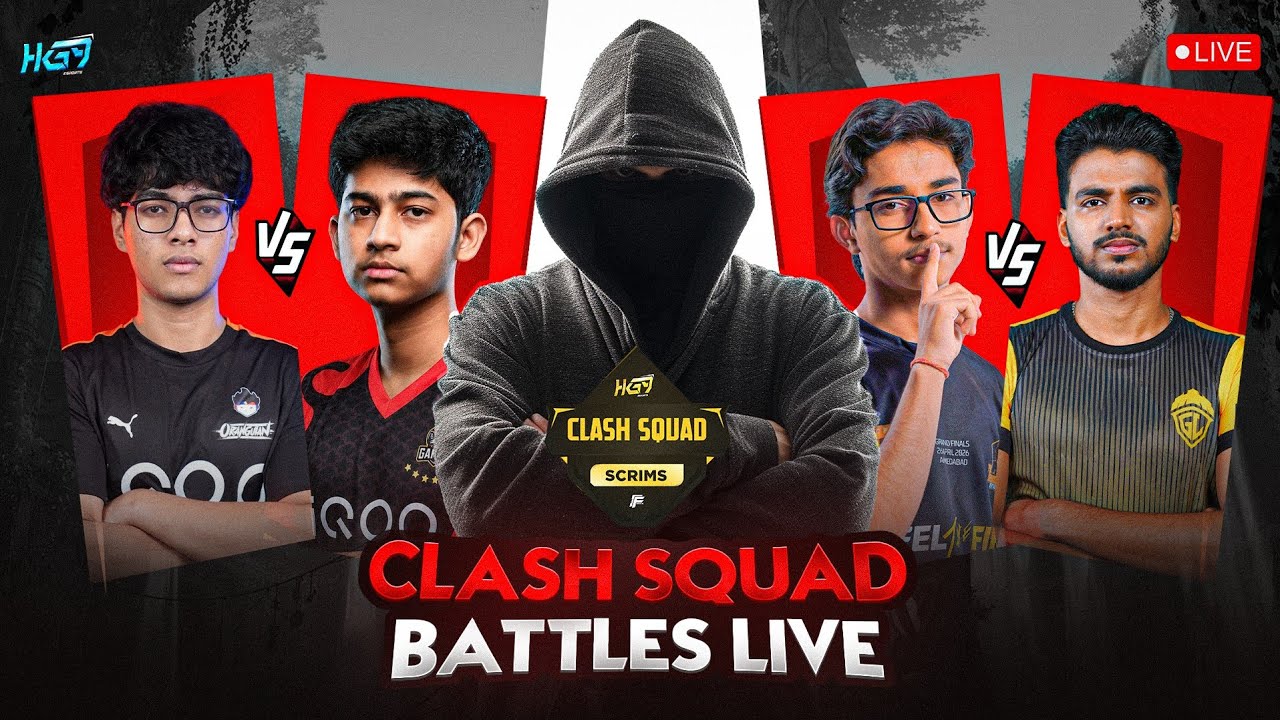 CLASH SQUAD BATTLES LIVE | HG9 PAID SCRIMS | #freefire #live #esports