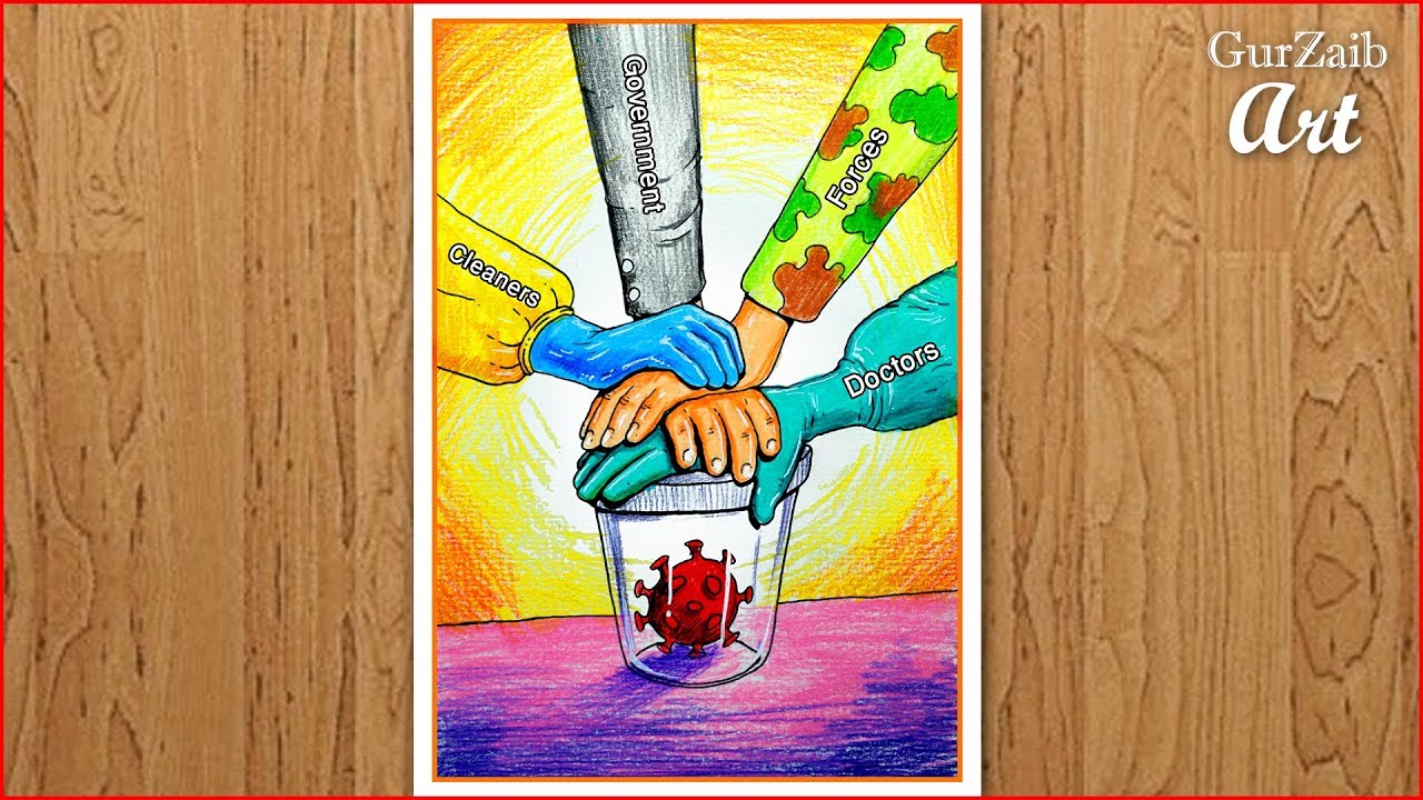 Fight Corona Virus Drawing || Covid 19 poster making - corona warriors (easy) step by step