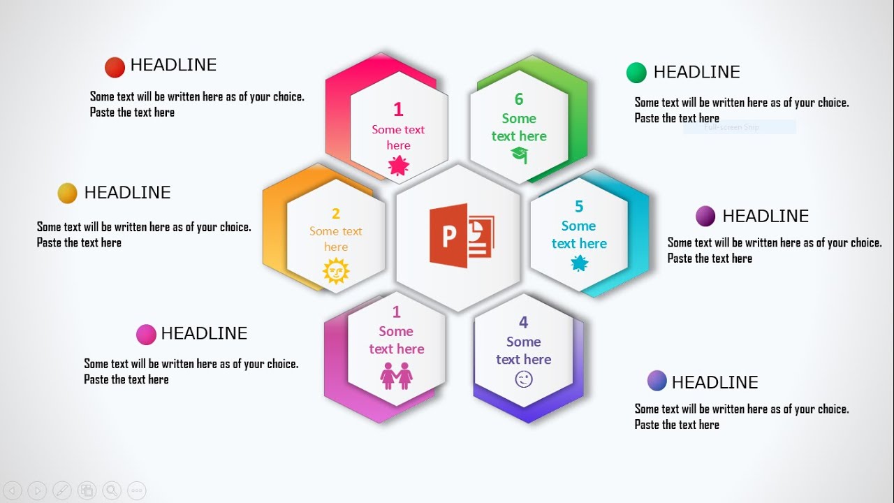 create power point infographic design using hexagons | simple | make your presentation attractive.