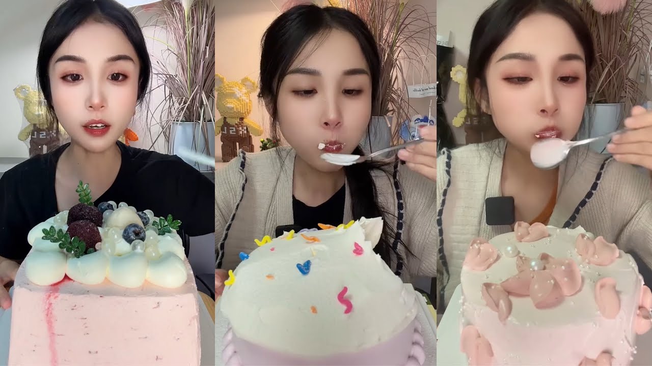 ASMR MUKBANG – MUKBANG SOUND – FRUIT CREAM CAKE & VANILLA CAKE