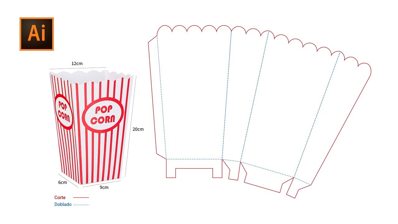 Cómo hacer un troquel en Adobe Illustrator | Caja Palomitas