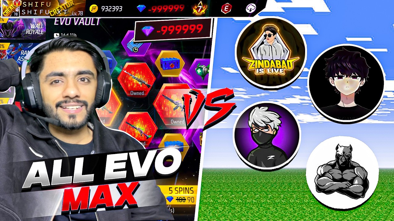 I Upgraded Every EVO GUN to Challenge all FF Creators | 100K Diamonds Wasted