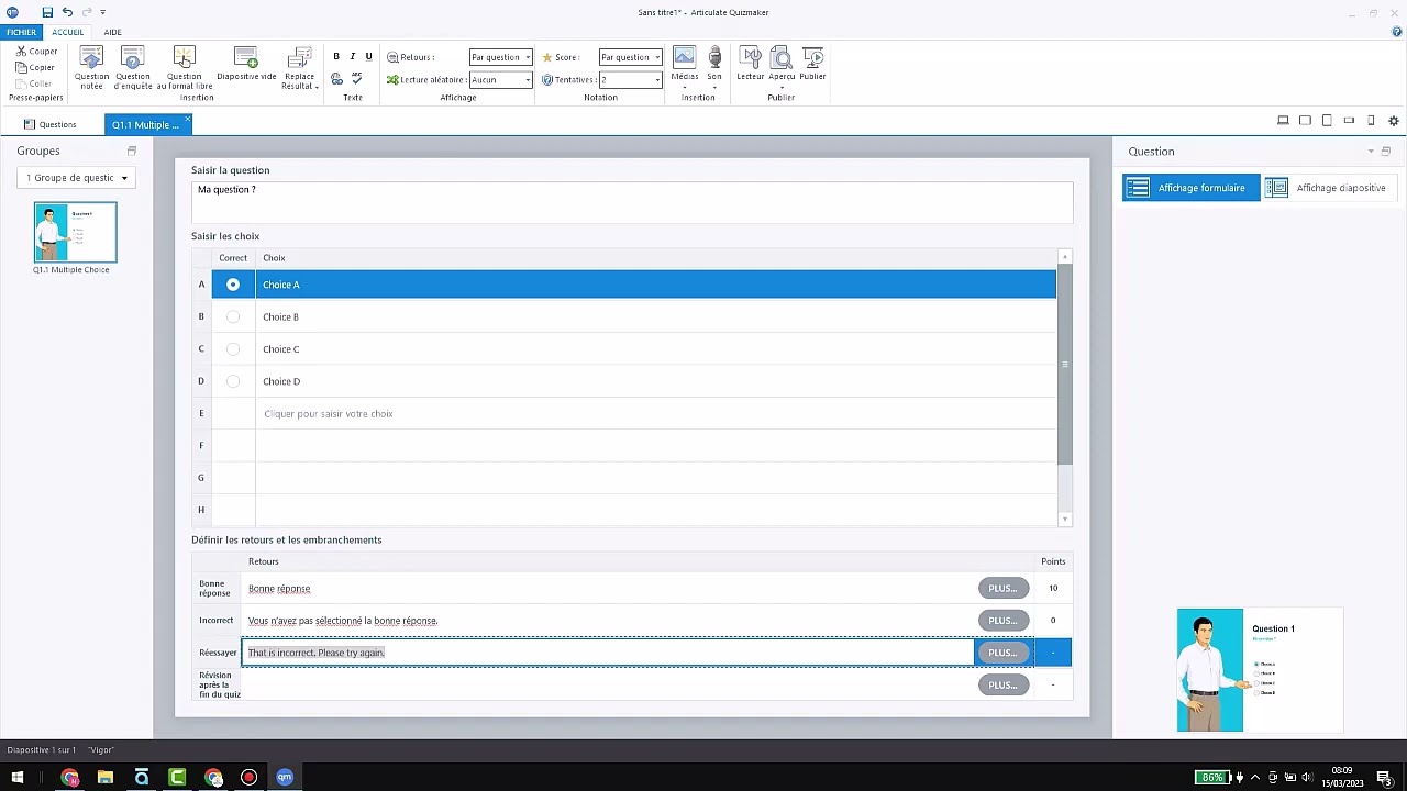 Presentation d'Articulate Quizmaker 360