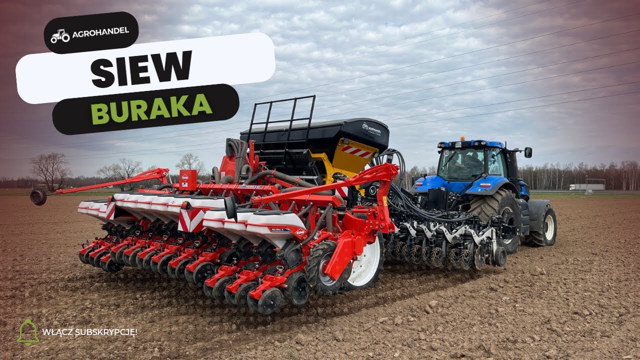 Punktowy siew buraka - NEW HOLLAND T8.390 / AGRISEM SLY STRIPCAT II / KUHN MAXIMA 3 RX
