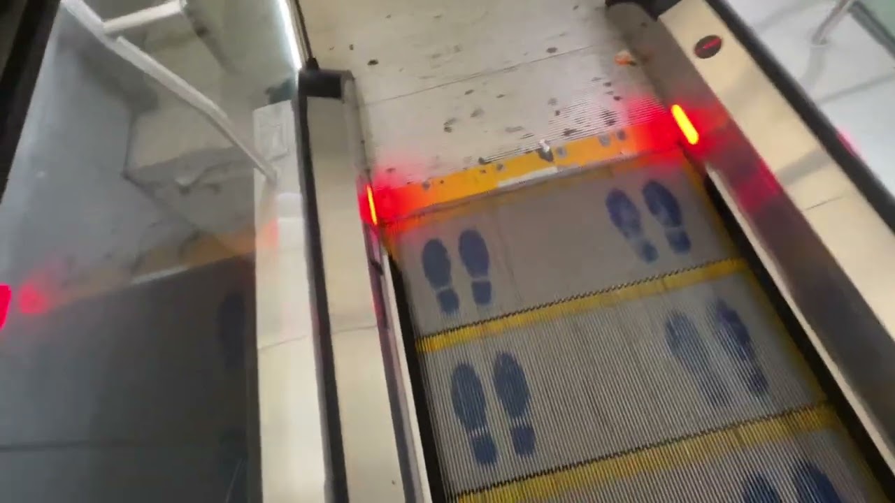 The escalators at the train station at Stansted airport