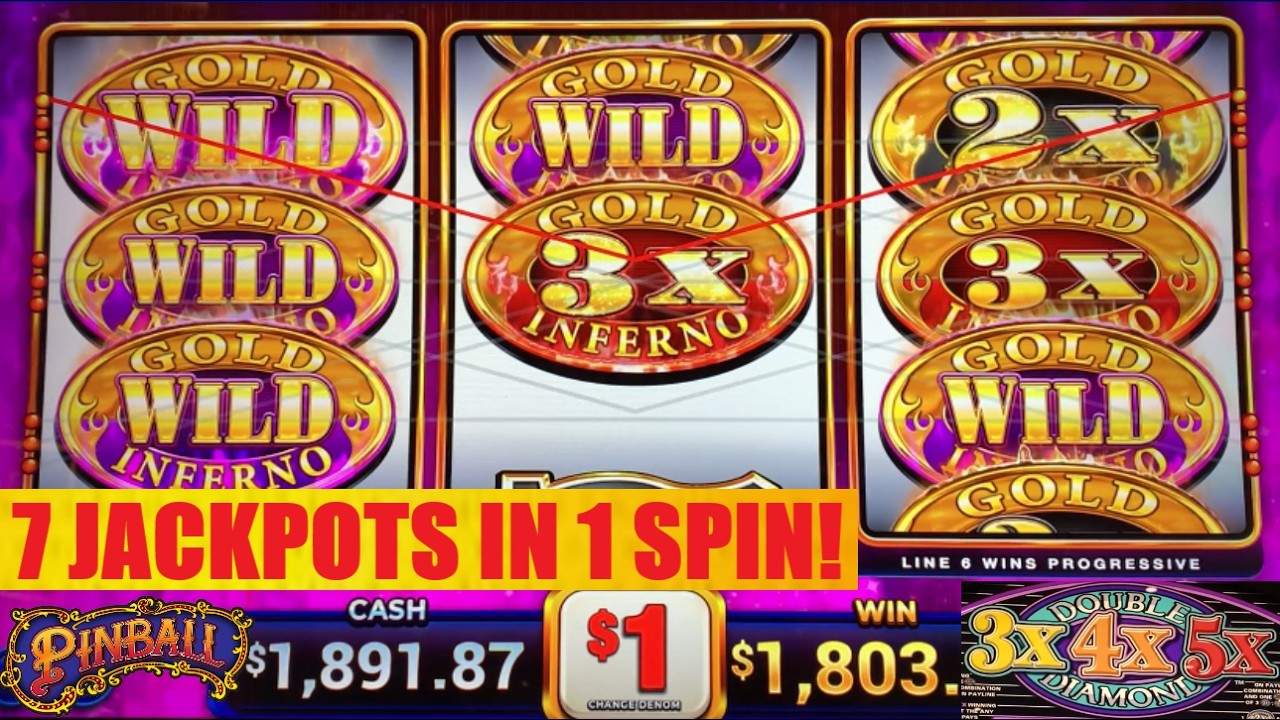 7 JACKPOTS in one spin! Incredible wins! Gold Inferno WILD STACKS + Pinball + Double 3x4x5x slots!