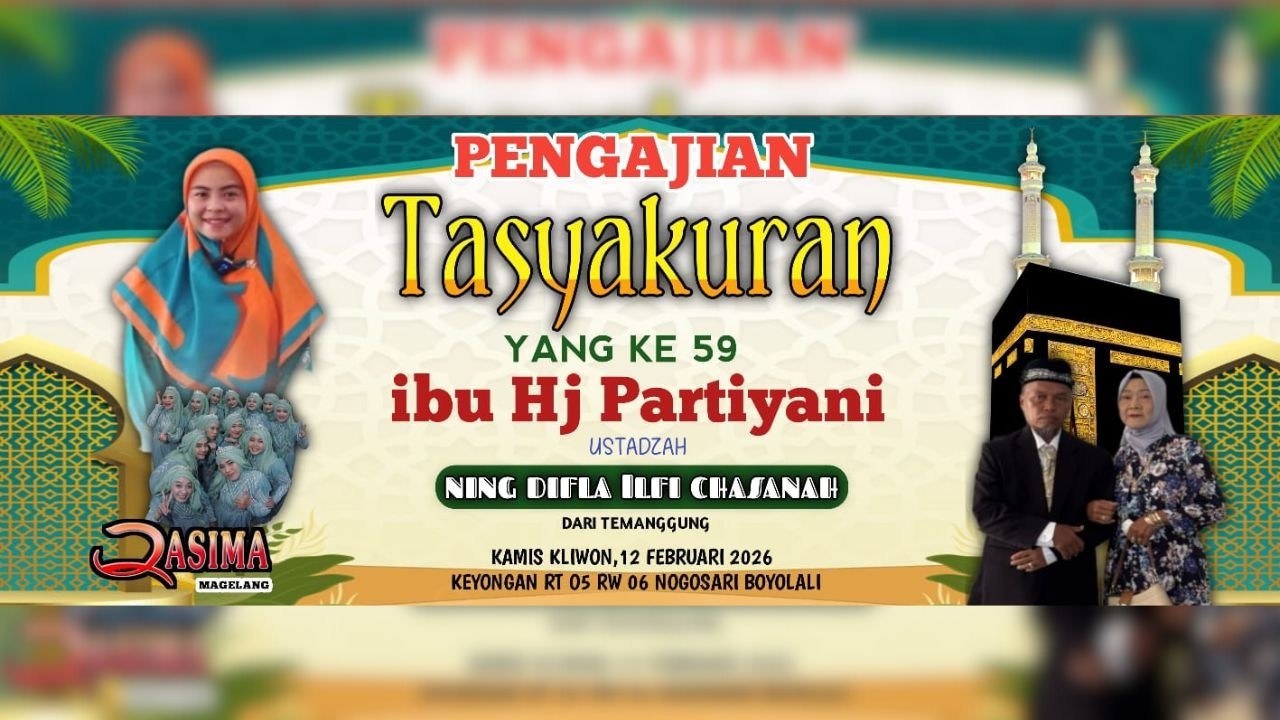 PENGAJIAN TASYAKURAN ULTAH  YANG KE 59 IBU HJ PARTIYANI BERSAMA QASIMA & NING DIFLA ILFI CHASANAH