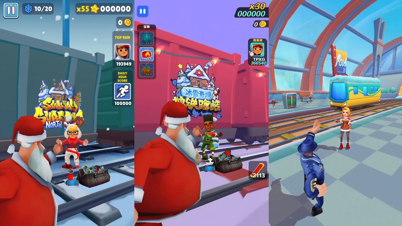 Subway Surfers, Subway Surfers Chinese Version & Subway Princess Runner – Christmas Edition Gameplay