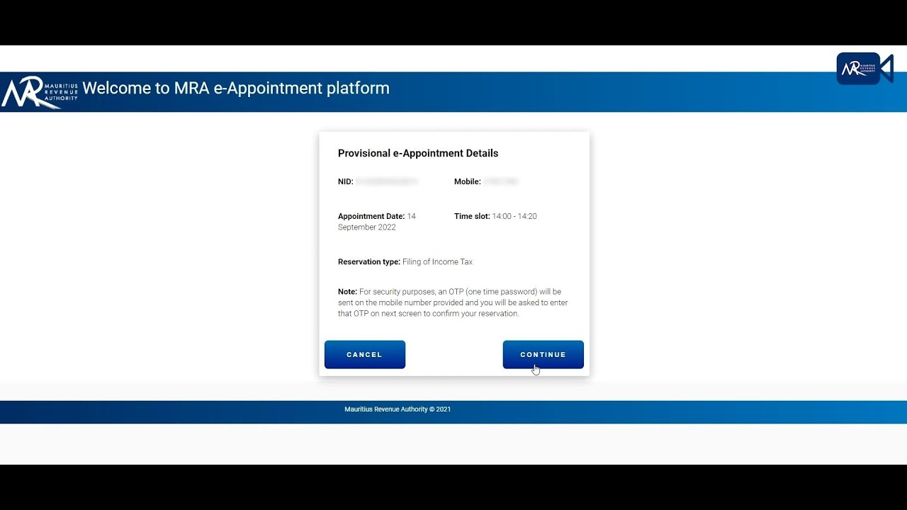 e-Appointment: Beneficie assistans MRA pou fer ou return income tax