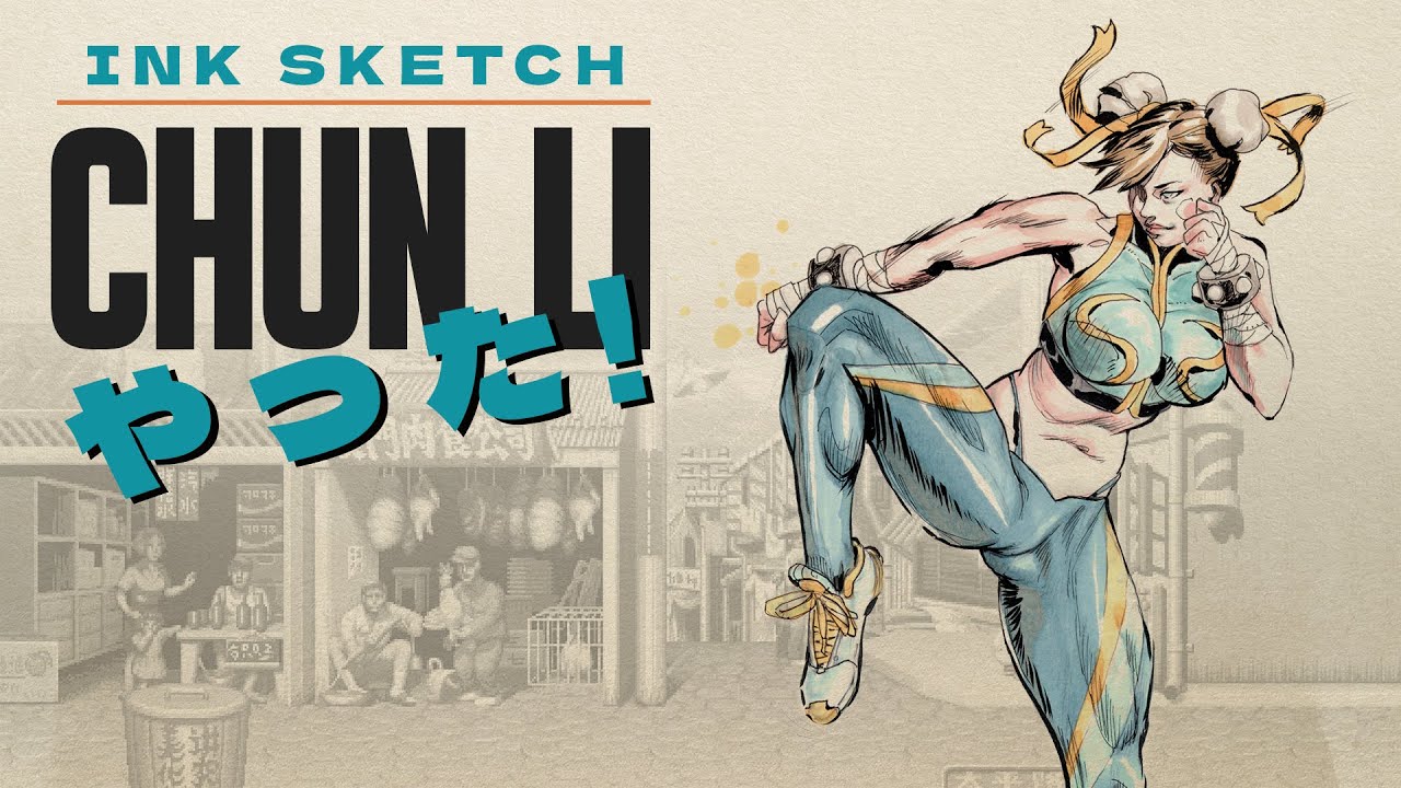 Chun Li à l'encre et aux feutres