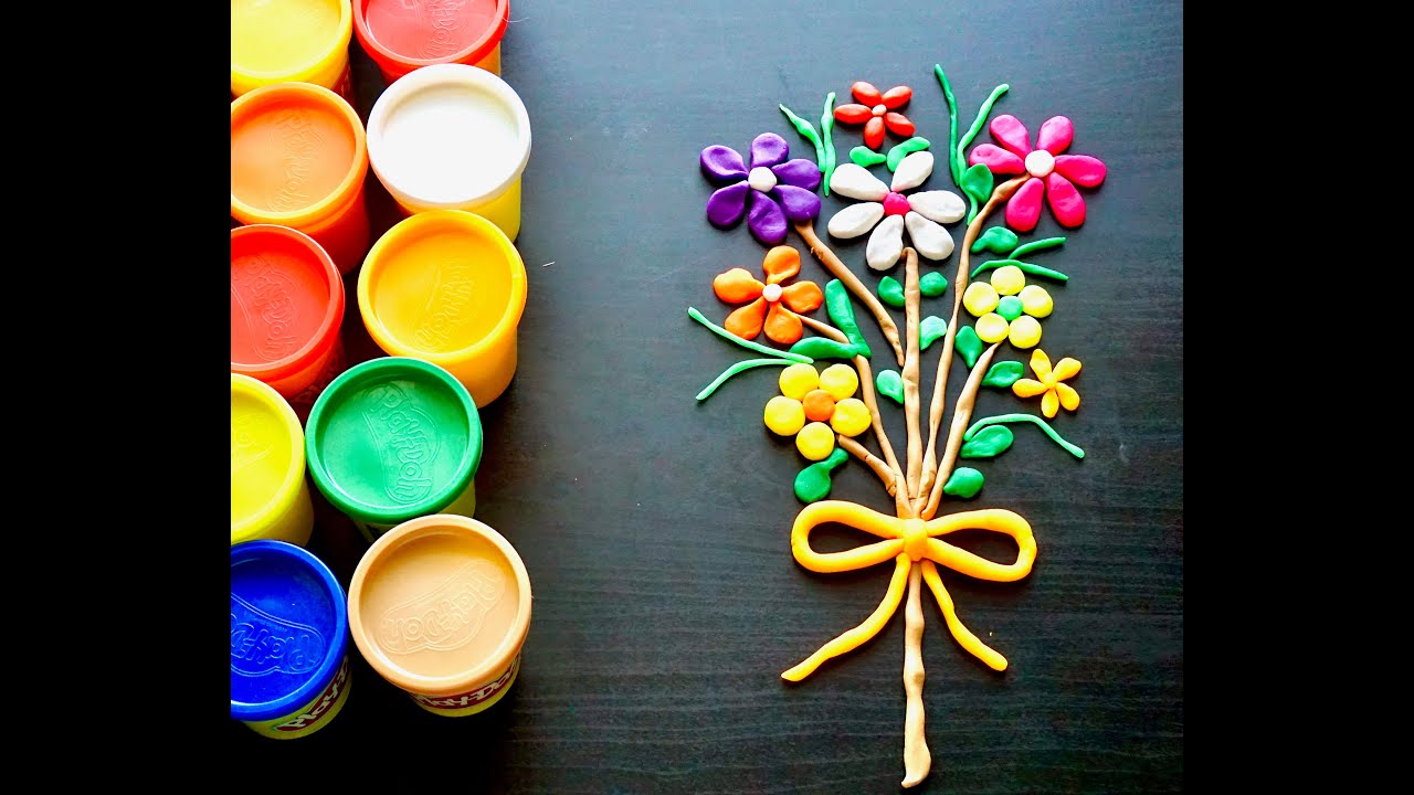 Play doh flower bouquet in less than 10 mins | Colorful clay flowers | Play doh bouquet
