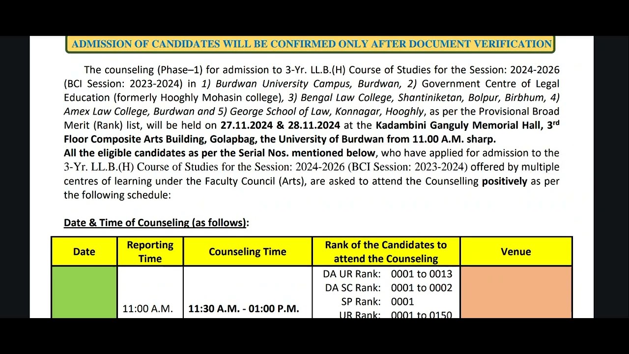 2024 law counseling by Burdwan University #burdwanuniversitylawentrance#lawcoaching#lawentranceprep