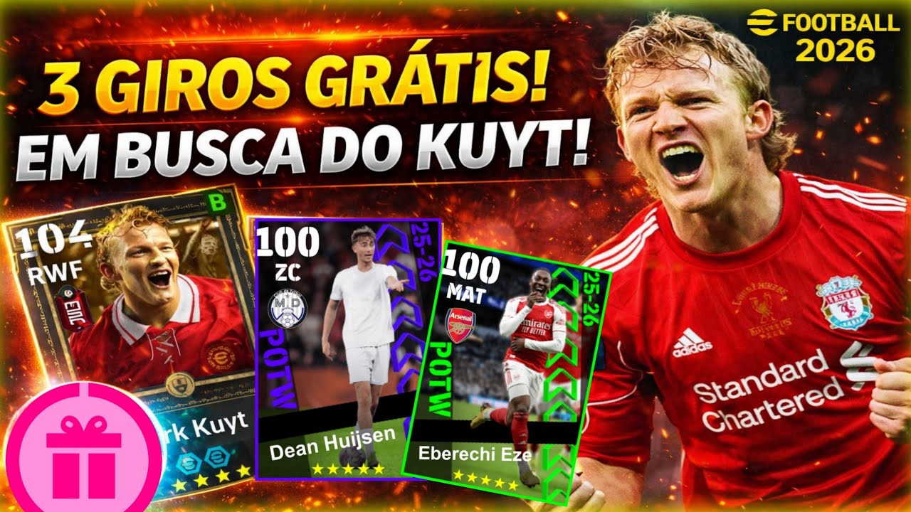 3 GIROS em Busca do Kuyt ÉPICO GRÁTIS no efootball 2026 mobile