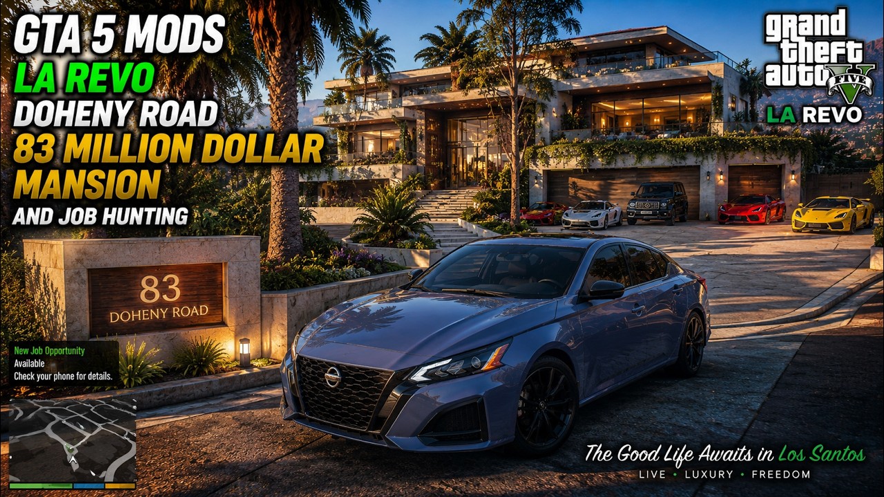 GTA 5 MODS | LA REVO | $83 Million Doheny Road Mansion & My First Job Hunt!