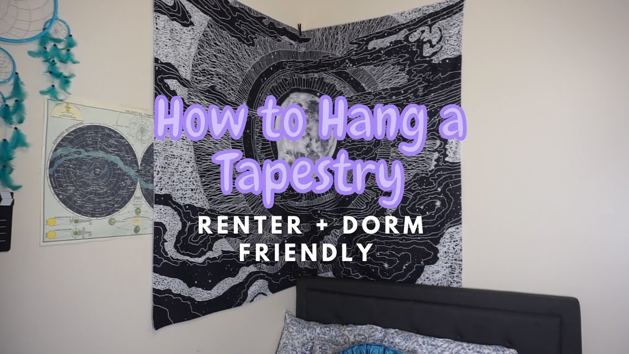 How to Hang a Tapestry | DIY Renter & Dorm Friendly Wall Hanging (QUICK & EASY)