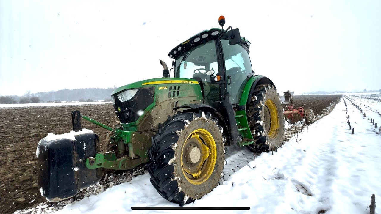 John Deere 6125R zimsko oranje s Maschio unico M!