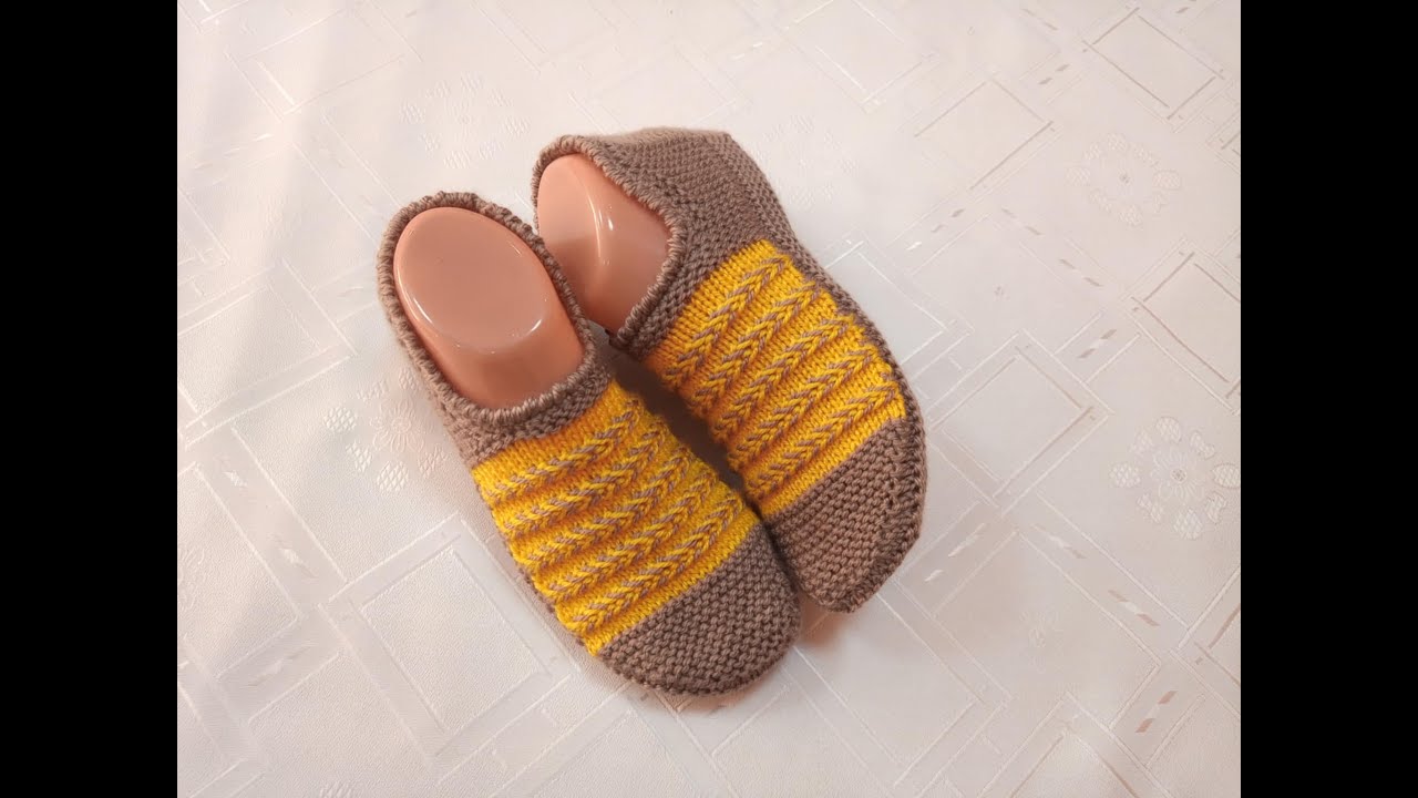 Плетени Терлици #140 (Knitted Slippers) (Тапочки спицами) (Patik) (Pantufas passo a passo)