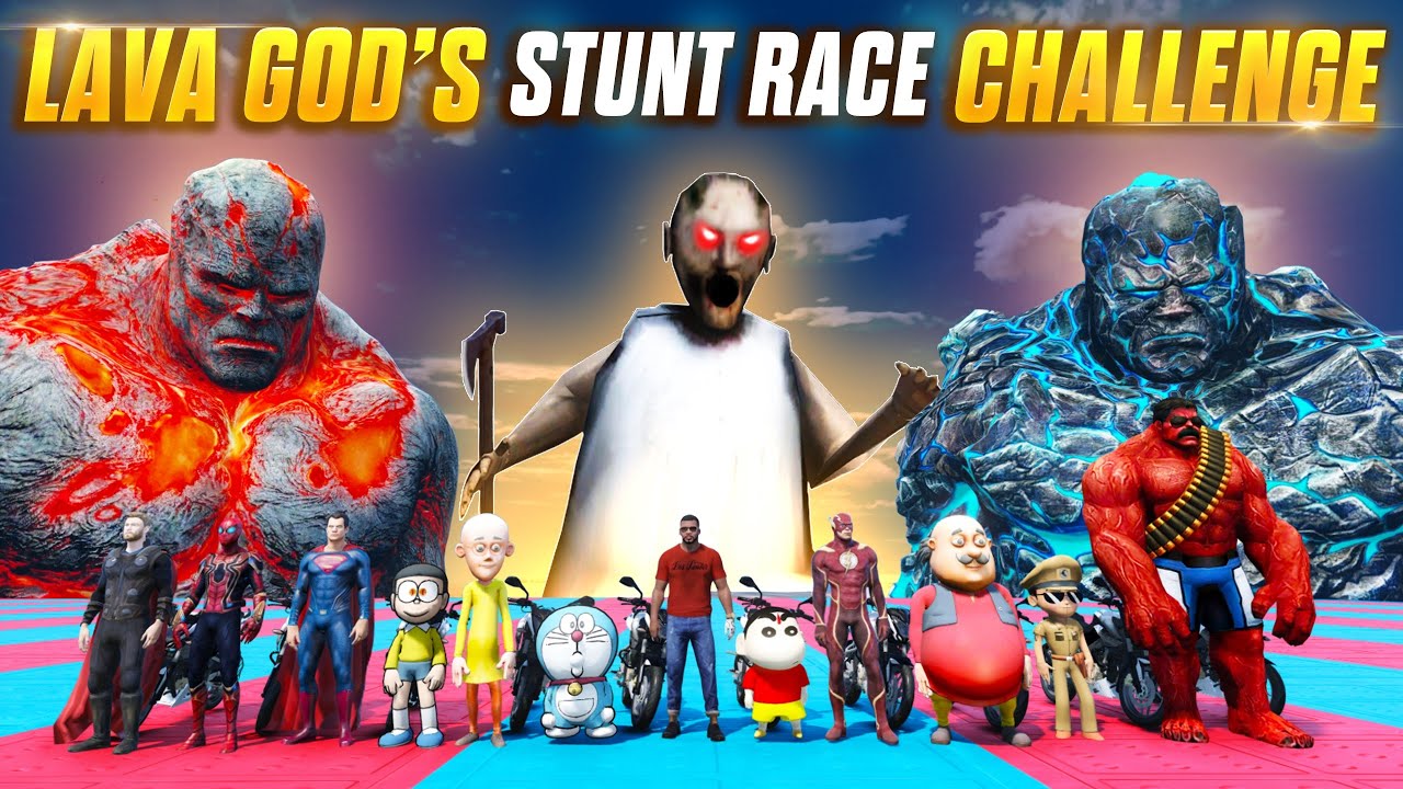 Granny😥 Stunt Race Challenge With Shinchan😭& Aveangers😱#dominator_yt #gta5telugu #bommalu #shinchan