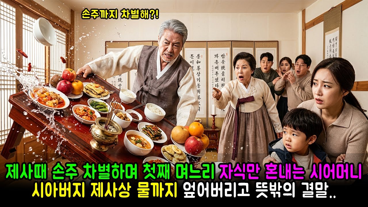 제사때 손주 차별하며 첫째 며느리 자식만 혼내는 시어머니, 시아버지 제사상 물까지 엎어버리고 뜻밖의 결말.. | 감동사연 | 노후사연 | 막장사연
