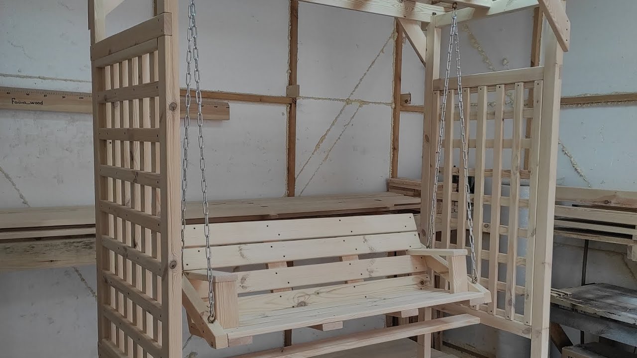Гойдалка - пергола масив сосни Swing - pergola solid pine Huśtawka - pergola z litej sosny wood diy
