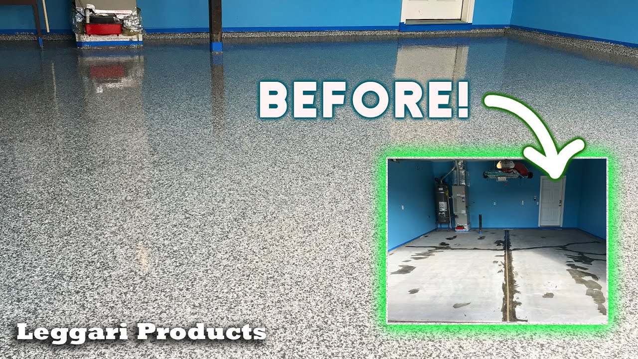 Contractor Installation | Epoxy Flake Floor Using Leggari's Kit | Concrete Garage Transformation