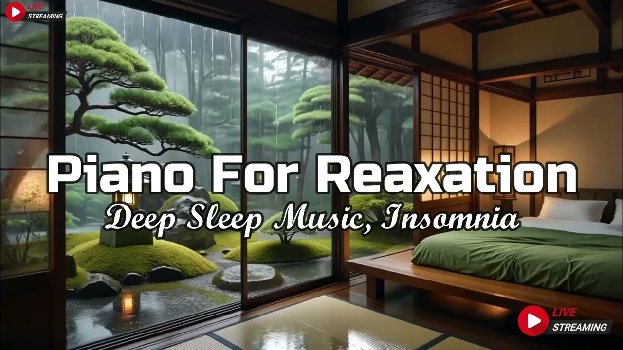 Relaxing Piano Music & Rain Sounds in Warm Bedroom for Sleeping, Study, Calming - Deep Sleep Music