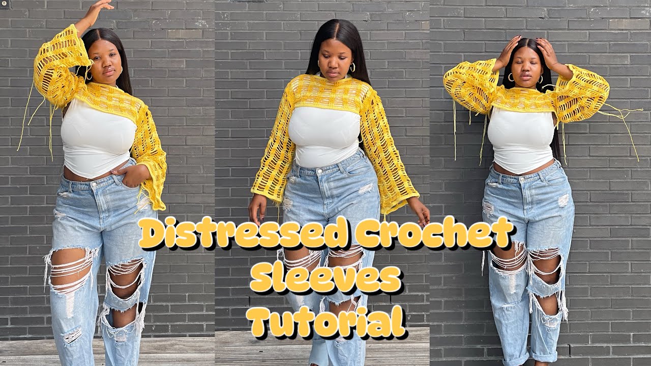 Easy crochet distressed sleeves/shrug tutorial: Mihankushea