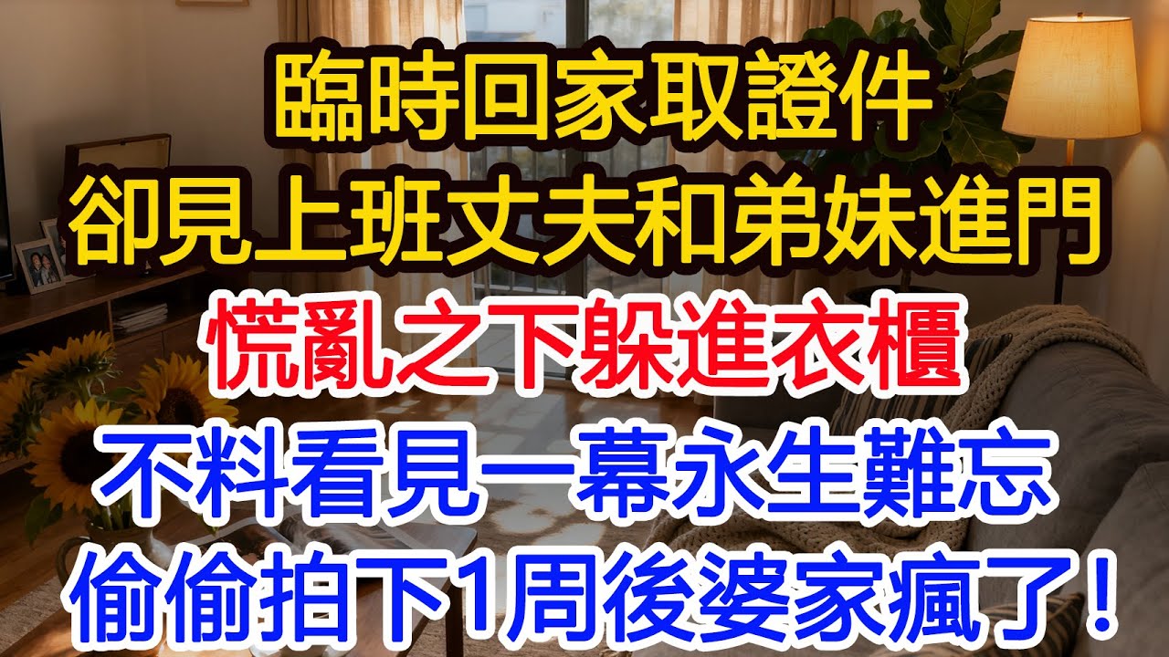 臨時回家取證件，卻見上班丈夫和弟妹進門，慌亂之下躲進衣櫃，不料看見一幕永生難忘，偷偷拍下1周後婆家瘋了！#為人處世 #正能量 #故事分享 #生活經驗 #情感