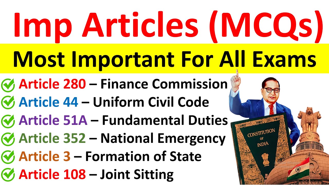 👉 Important Articles of Indian Constitution | For All Exams | MCQs | 10 Minutes Revision