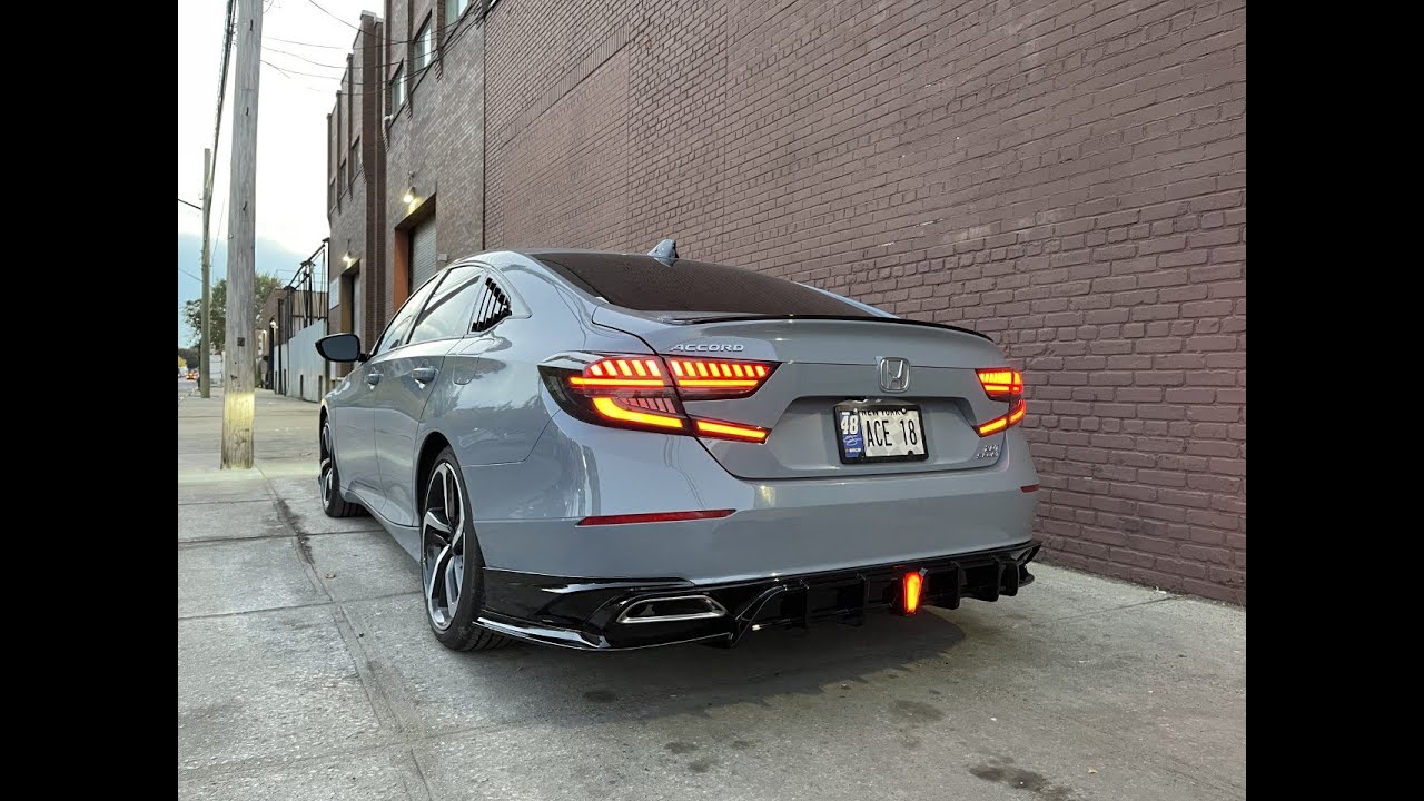 2018-2022 Honda Accord Rear Diffuser With LED Brake Light Apron Spats