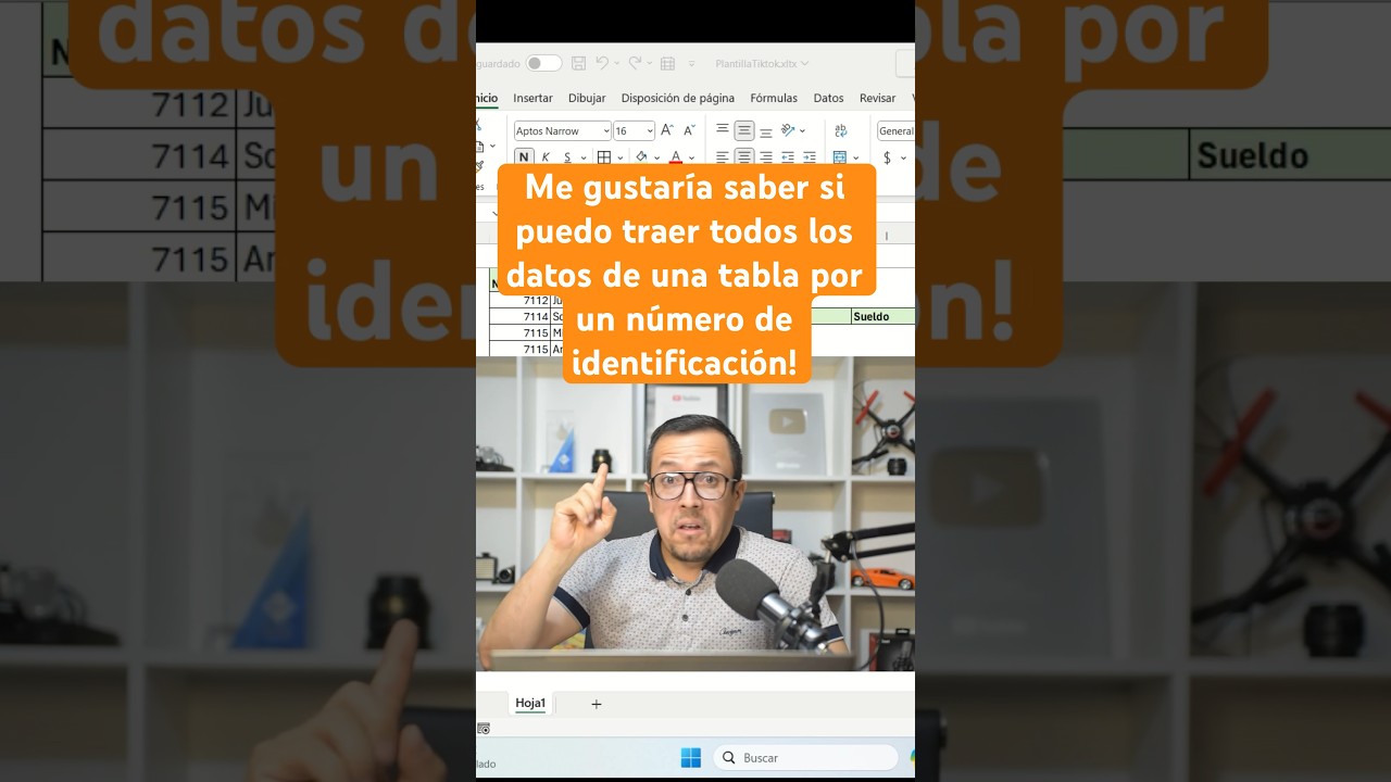 C&oacute;mo extraer datos de una tabla por medio de un n&uacute;mero de identificaci&oacute;n en Excel, usando filtrar.