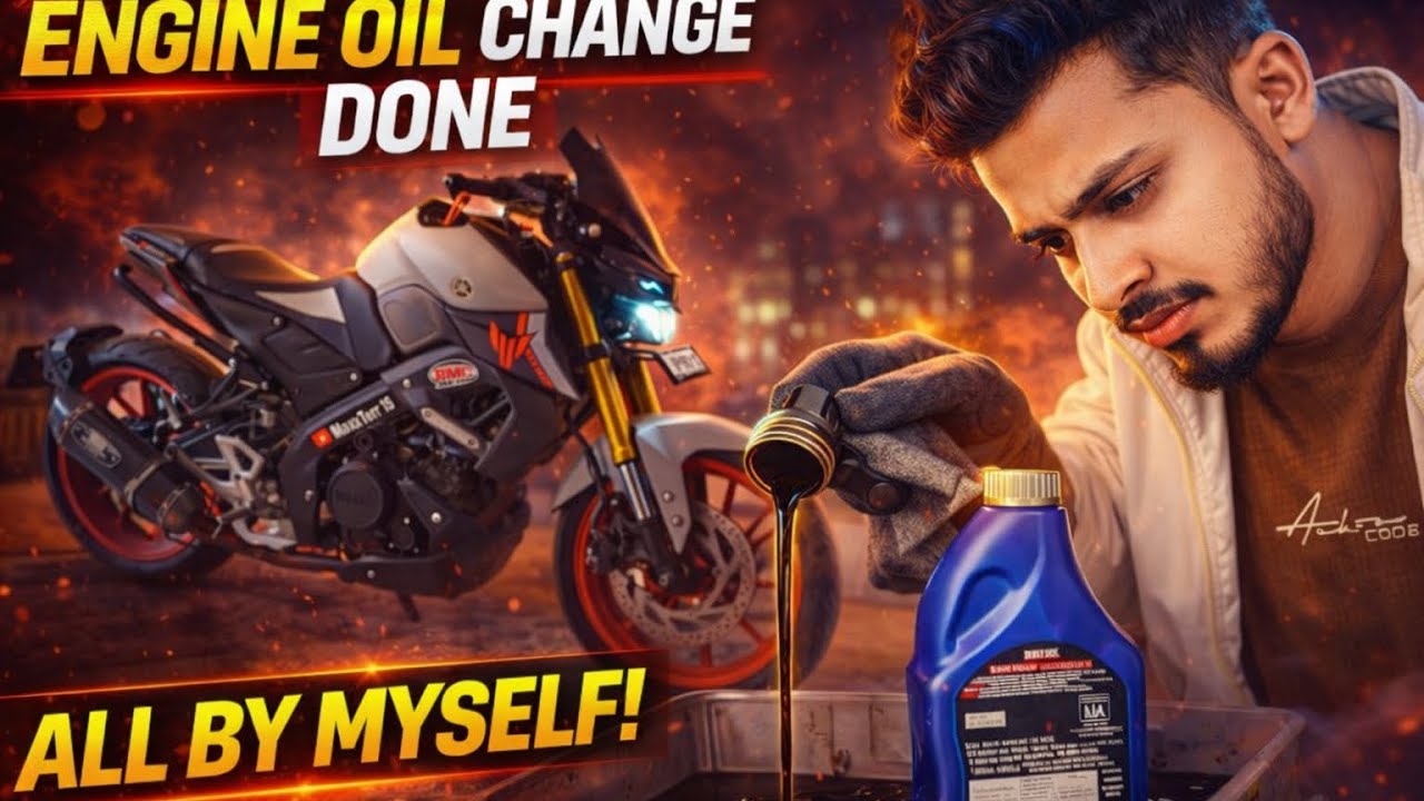 Apni #mt15 ki service khud Ki😱 | Engine Oil Change At Home  #bike #yamaha #bikeservice #diy #feed 