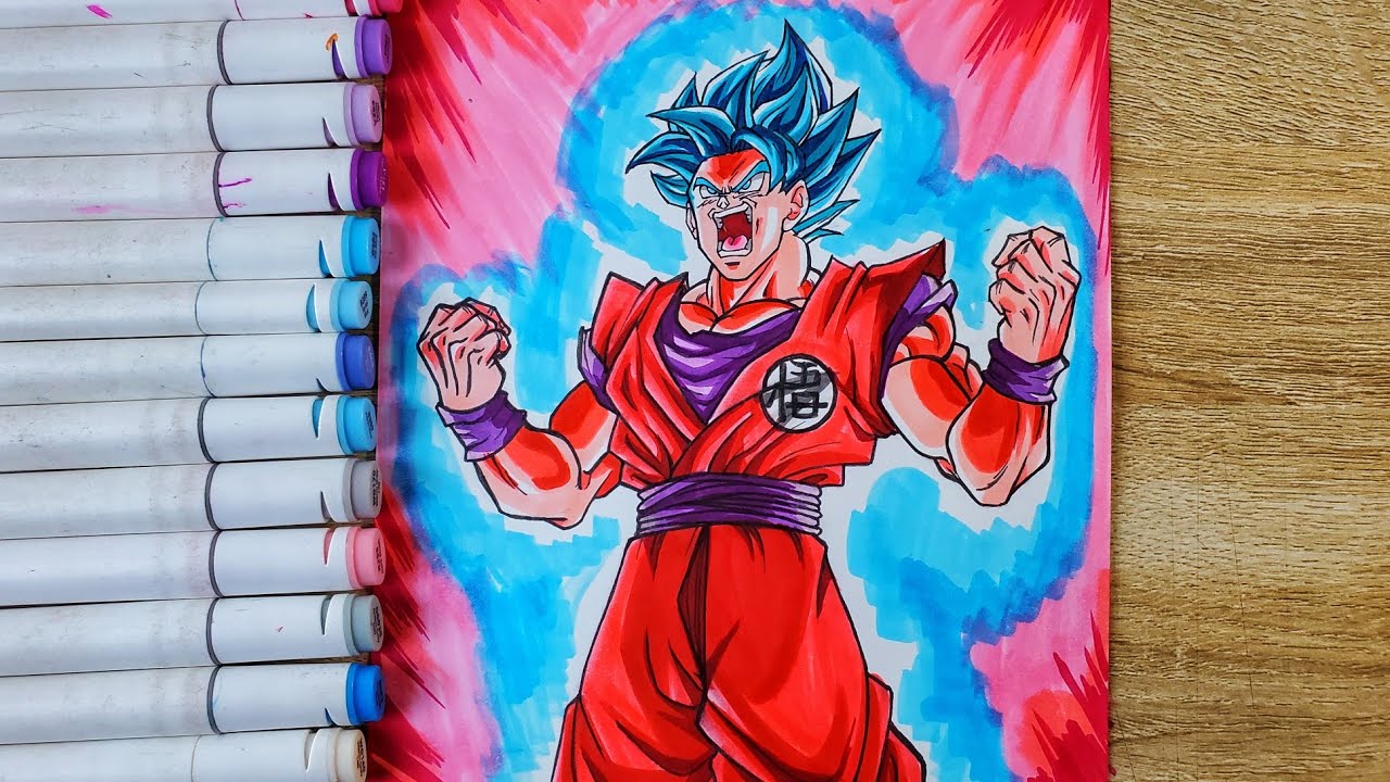 Как нарисовать Гоку Супер Сайян синий кайокен x20🔥[ DragonBall ]
