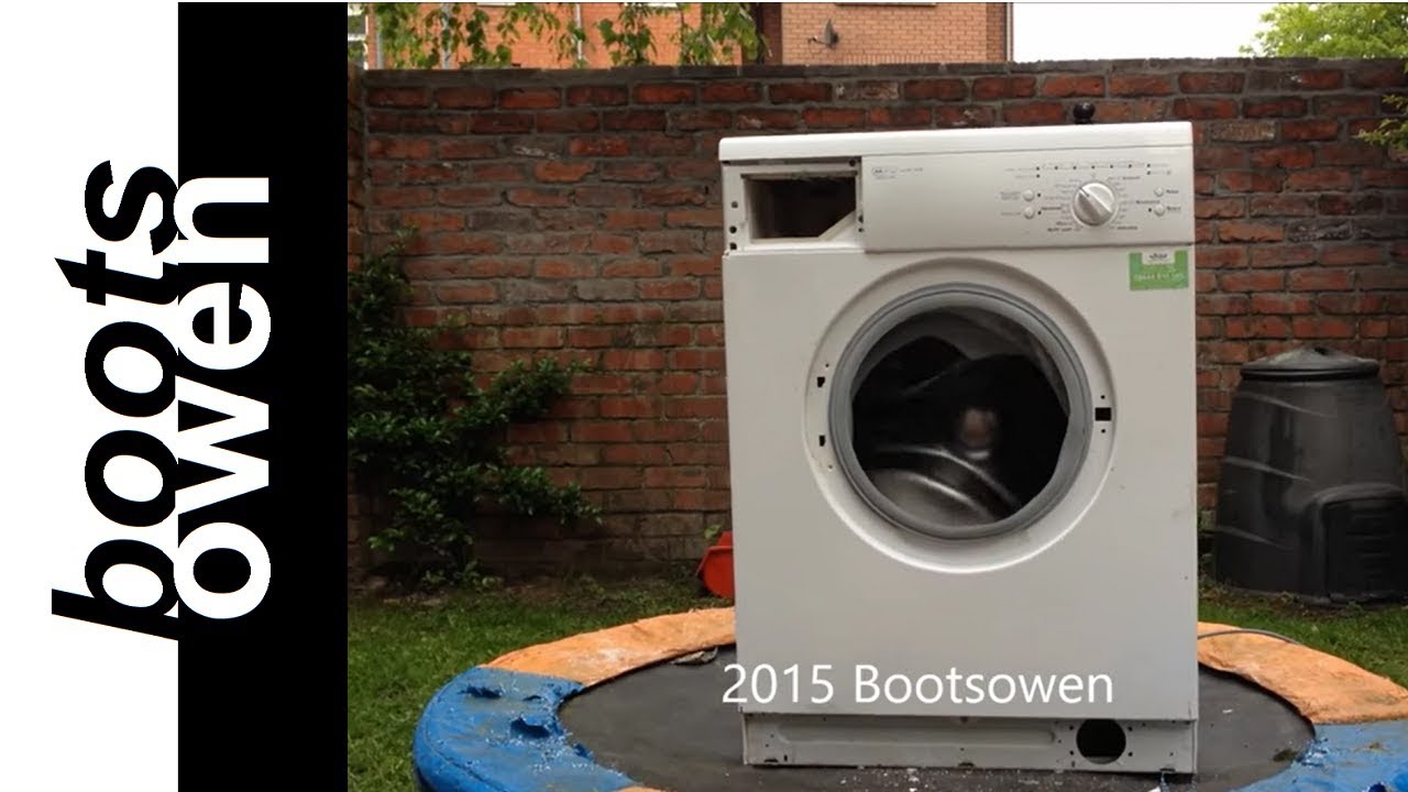 Washing machine on a trampoline