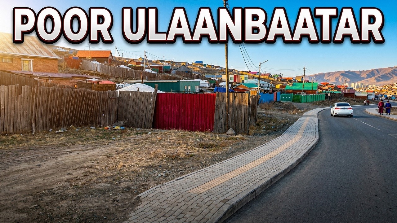 Поездка на автобусе в Улан-Баторе - район, где живут бедные люди на окраине города | Монголия