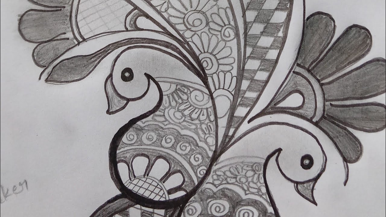 Beautiful Zentangle Peacock Drawing | Easy Black and White Art Design | Mandala Art by Anjali