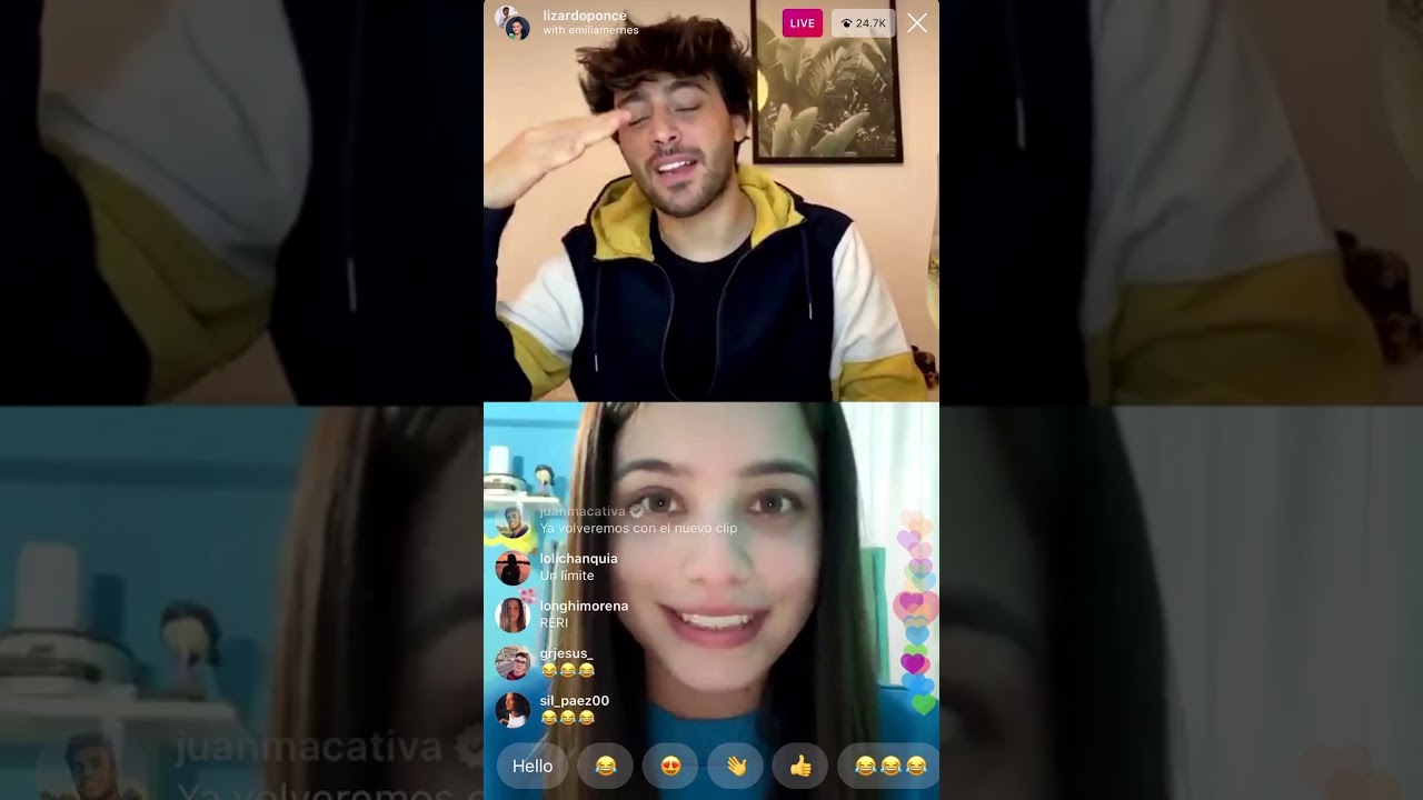 Lizardo Ponce en IG vivo con Emilia Mernes 23/5/20