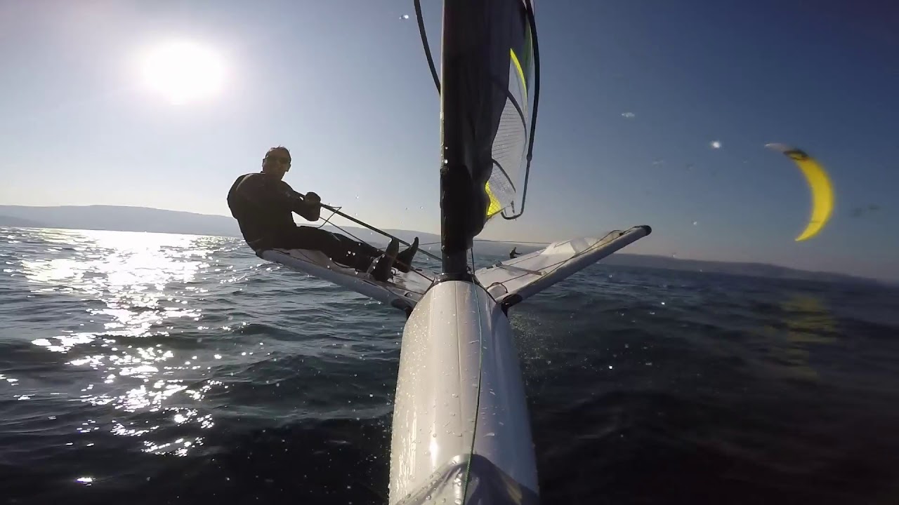 Learning to gybe on a waszp - not so easy