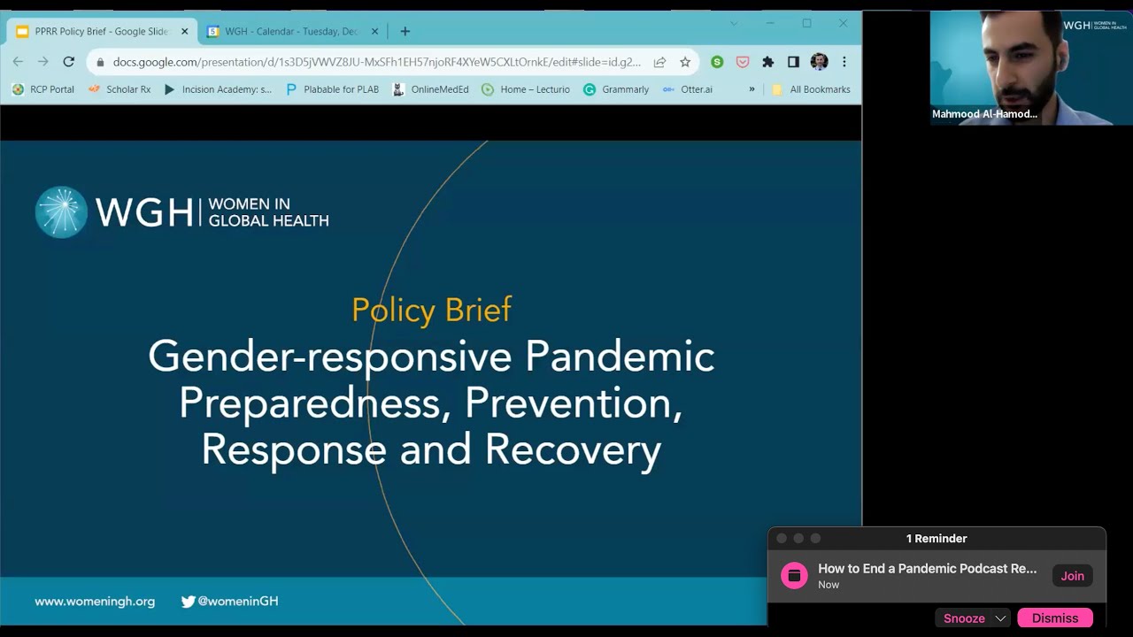 Gender in Pandemic Preparedness and Response Working Group &ndash; December 2023