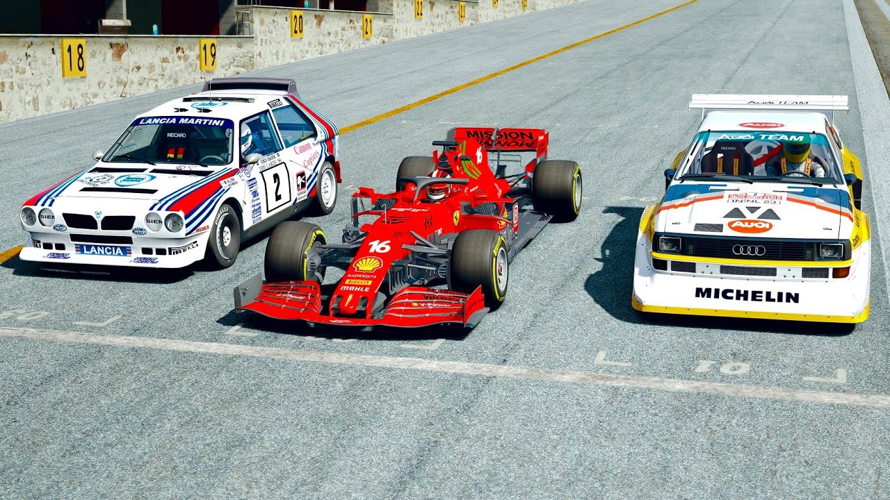 Ferrari F1 2021 vs Lancia Delta S4 vs Audi E2 Group B Sport at Top Gear