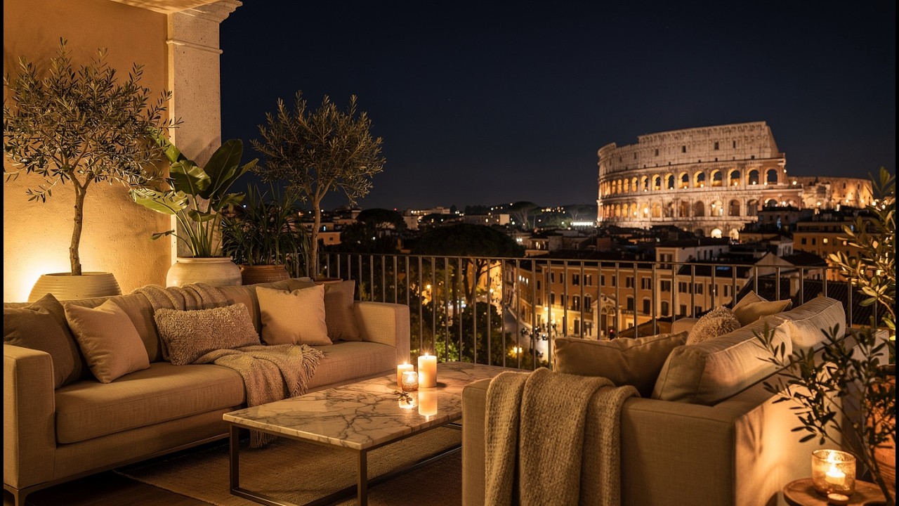Rainy Midnight in Rome 🏛️ Cozy Balcony Ambiance & Chill Beats for Study, Relax & Chill