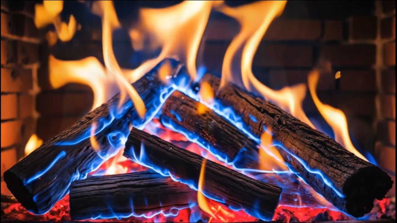 Blue Flames and Golden Glow &ndash; Mesmerizing Fireplace Ambience for Relaxation and Sleep